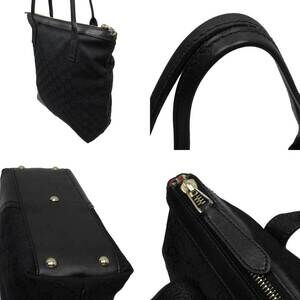 Gucci Shoulder Black Interlocking Gold Bag GG Canvas Leather